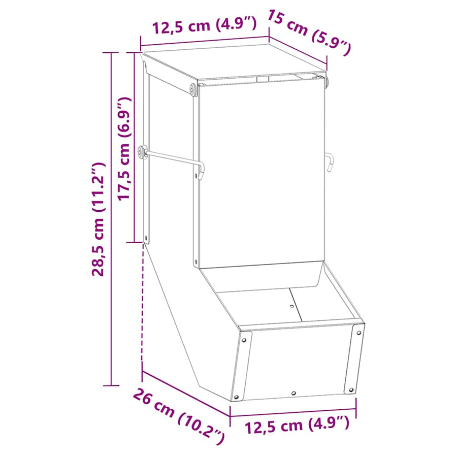 Konijnenvoer Zilver 17.5 x 26 x 28.5 cm Gegalvaniseerd staal