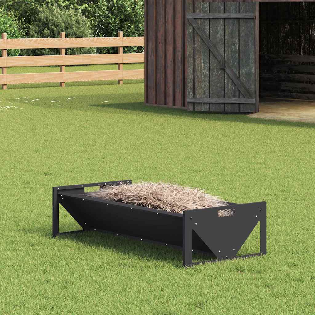 Voederbak voor vee Zwart 108 x 50 x 28 cm Koudgewalst Staal