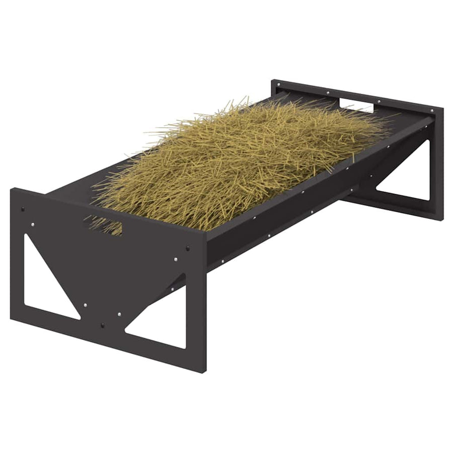 Voederbak voor vee Zwart 108 x 50 x 28 cm Koudgewalst Staal