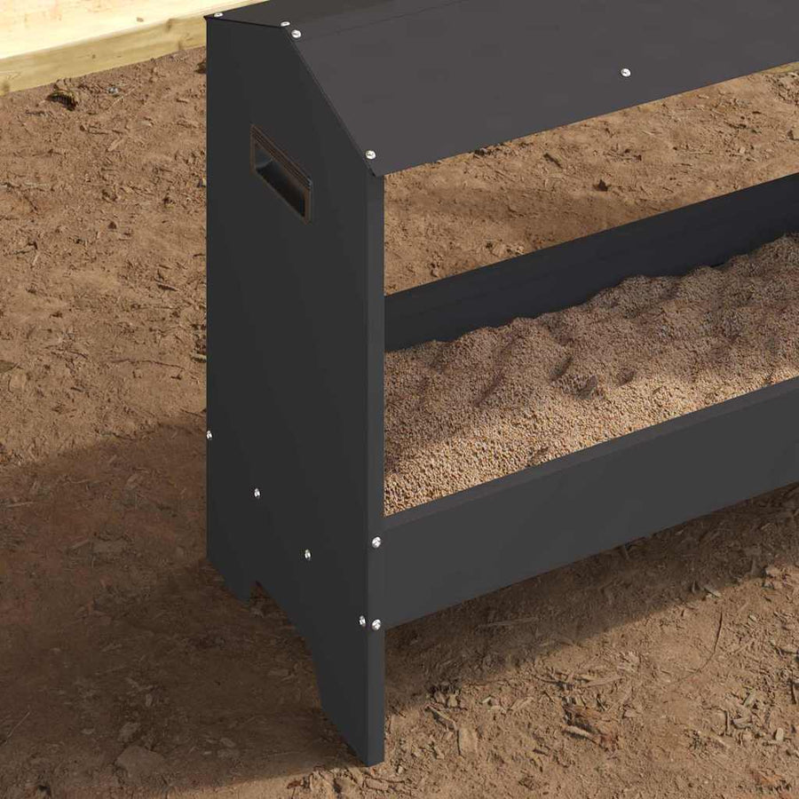 Kippen voederbak Zwart 81 x 32 x 53,5 cm Koudgewalst Staal