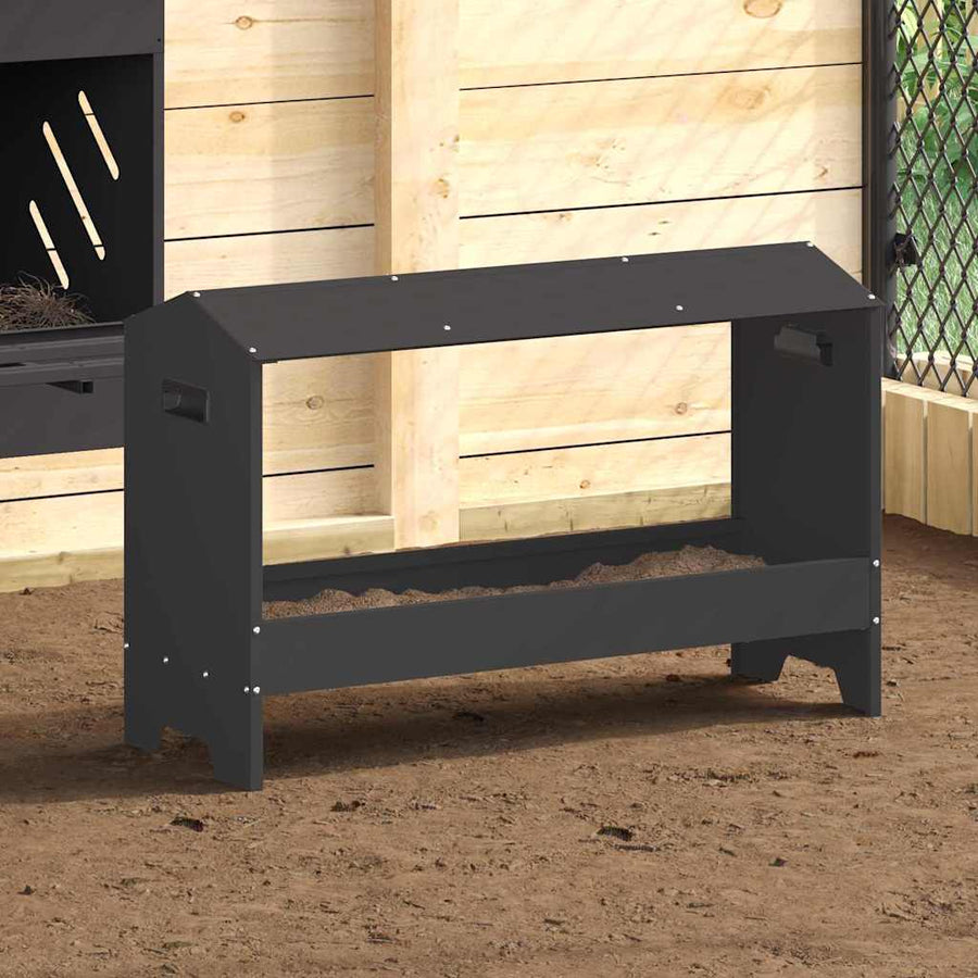 Kippen voederbak Zwart 81 x 32 x 53,5 cm Koudgewalst Staal