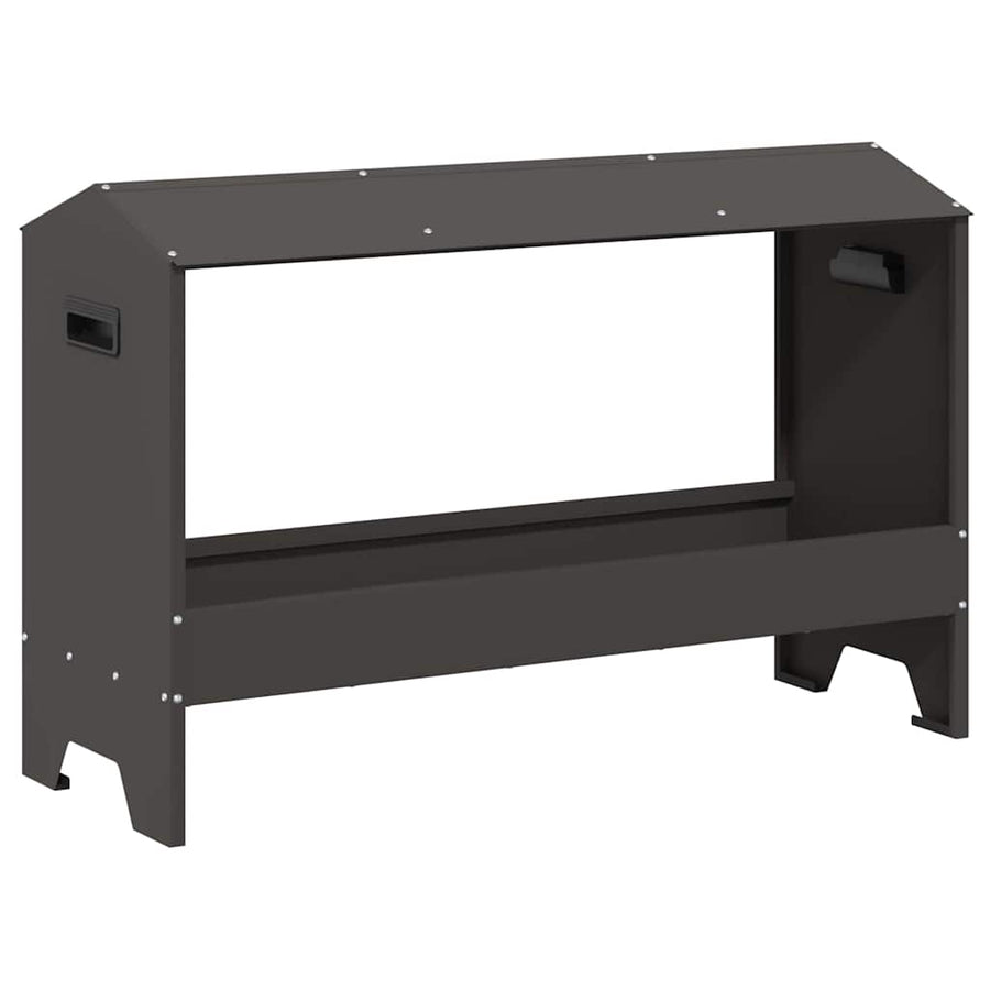 Kippen voederbak Zwart 81 x 32 x 53,5 cm Koudgewalst Staal