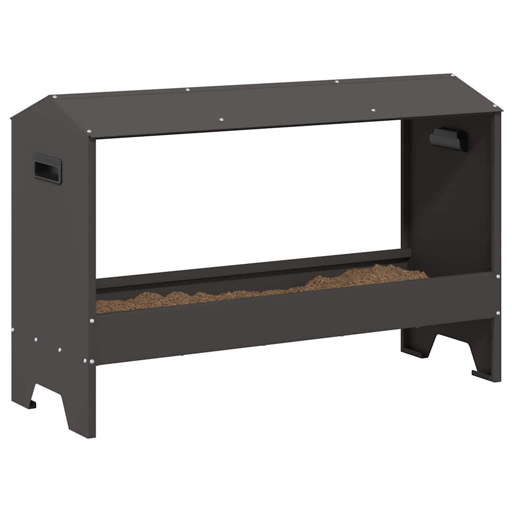 Kippen voederbak Zwart 81 x 32 x 53,5 cm Koudgewalst Staal