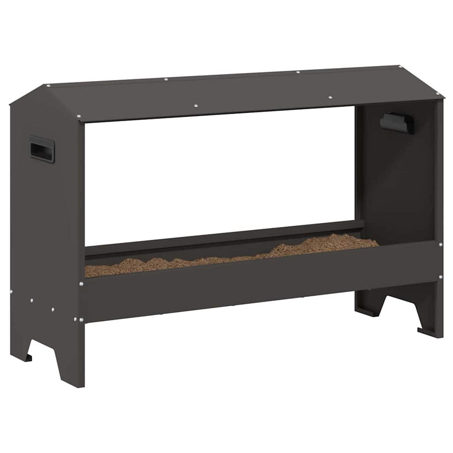 Kippen voederbak Zwart 81 x 32 x 53,5 cm Koudgewalst Staal