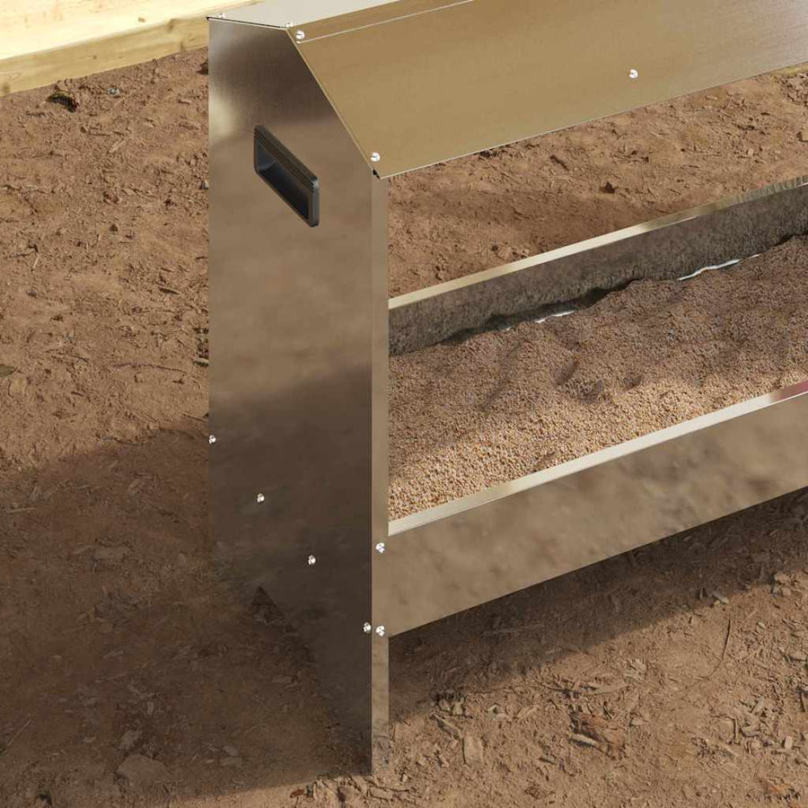 Kippen voederbak Zilver 81 x 32 x 53,5 cm Gegalvaniseerd staal