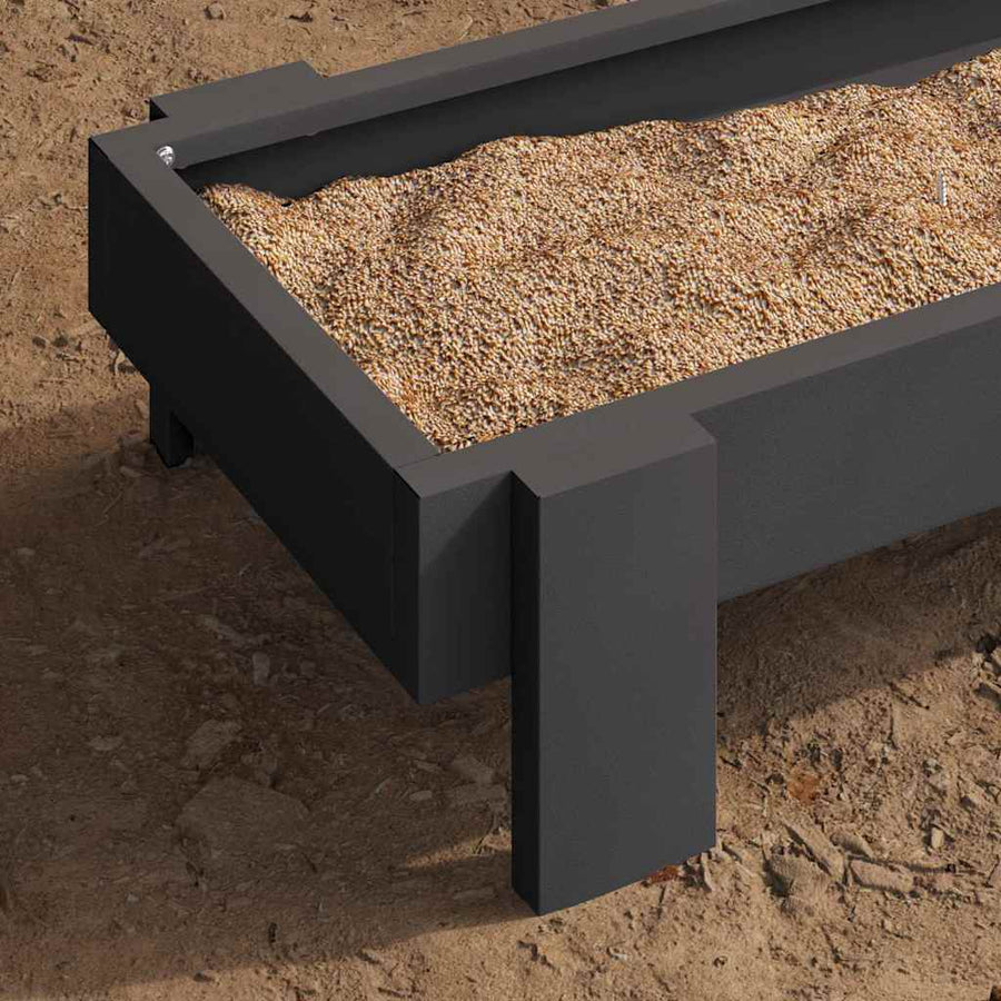 Kippen voederbak Zwart 80 x 28 x 13.5 cm Koudgewalst Staal