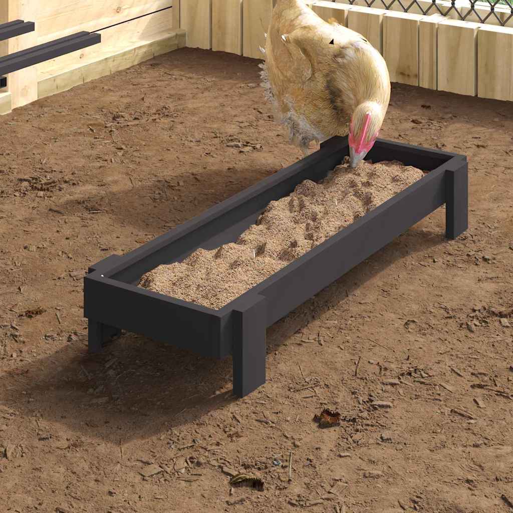 Kippen voederbak Zwart 80 x 28 x 13.5 cm Koudgewalst Staal
