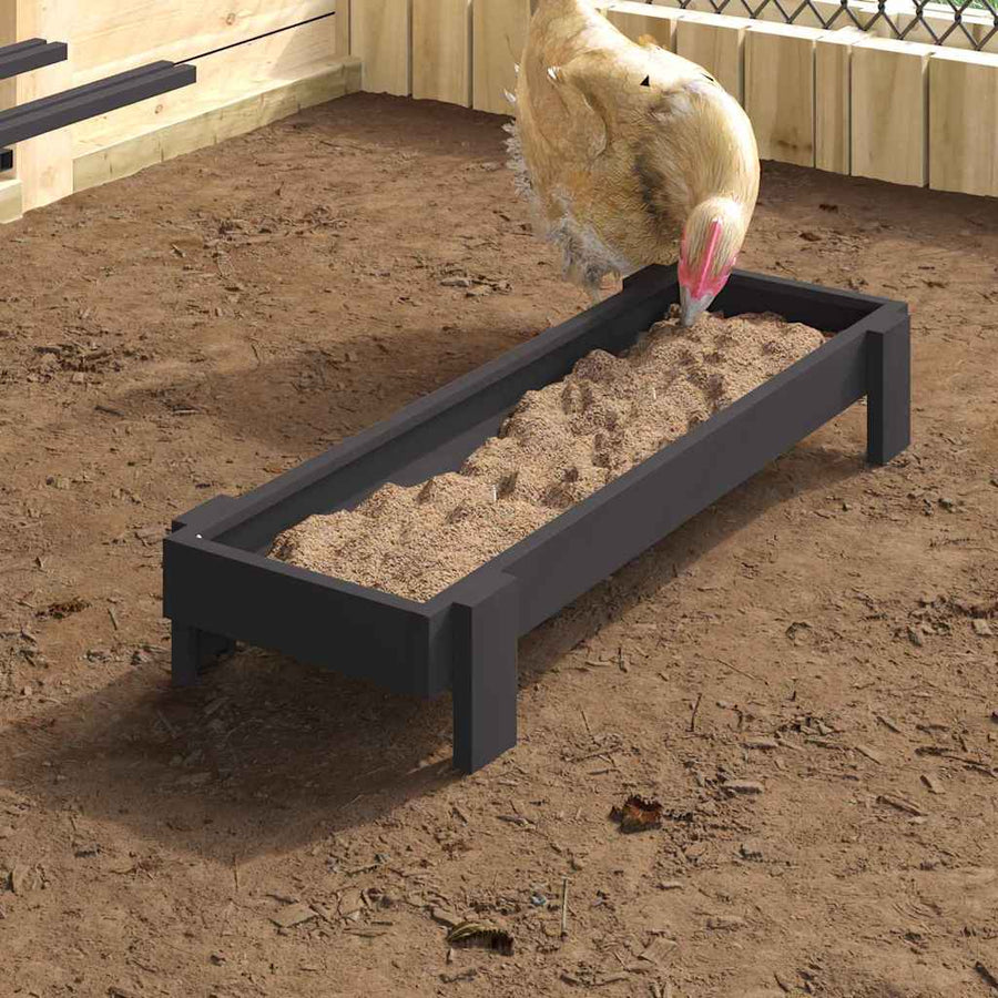 Kippen voederbak Zwart 80 x 28 x 13.5 cm Koudgewalst Staal