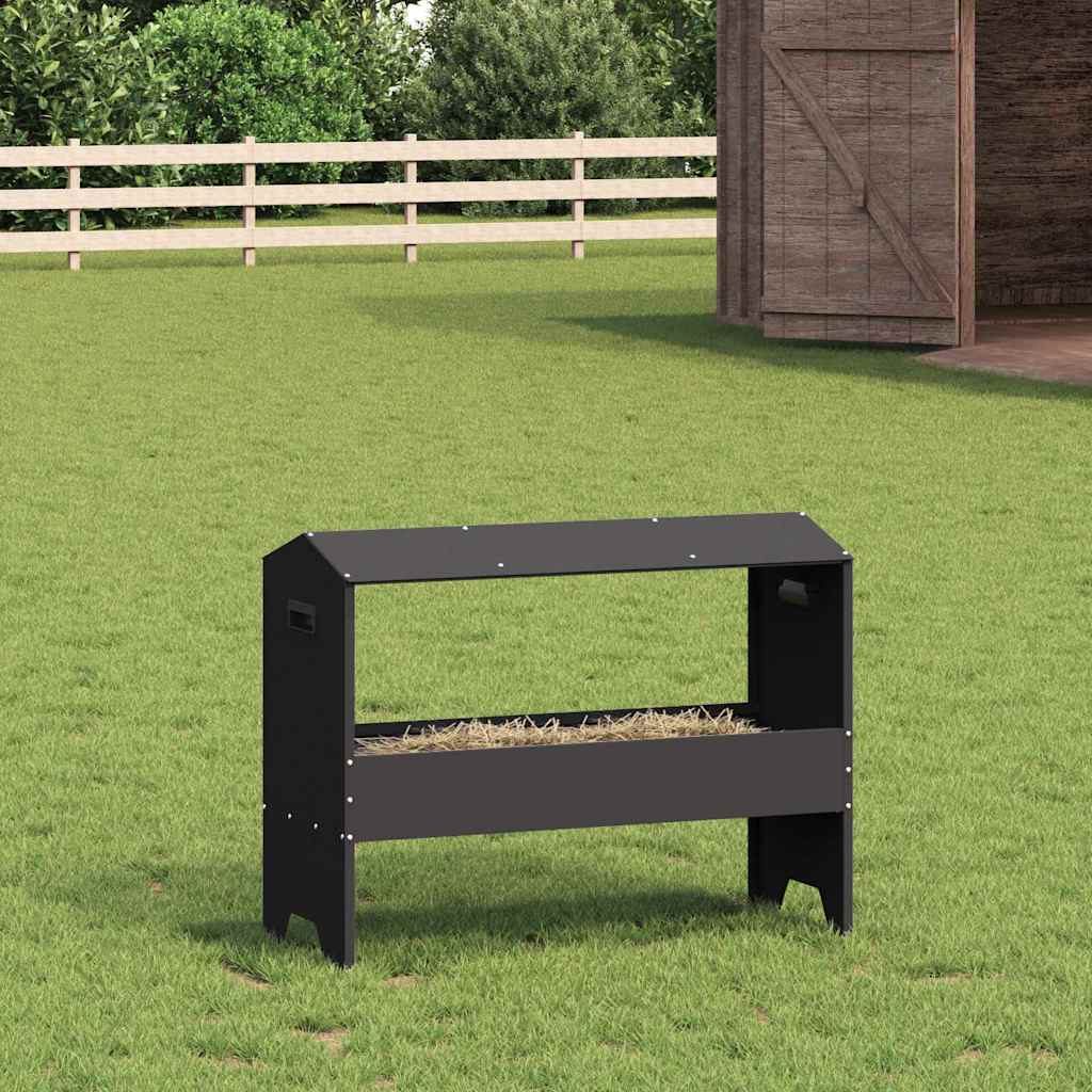 Voederbak voor vee Zwart 79 x 35 x 62 cm Koudgewalst Staal