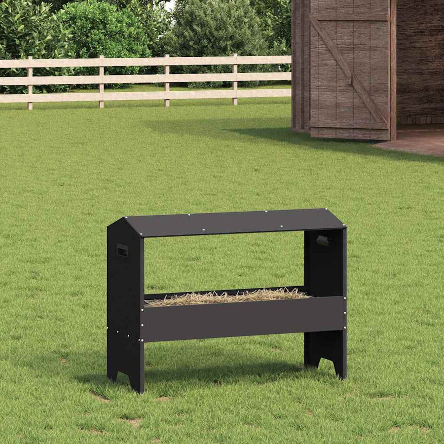 Voederbak voor vee Zwart 79 x 35 x 62 cm Koudgewalst Staal