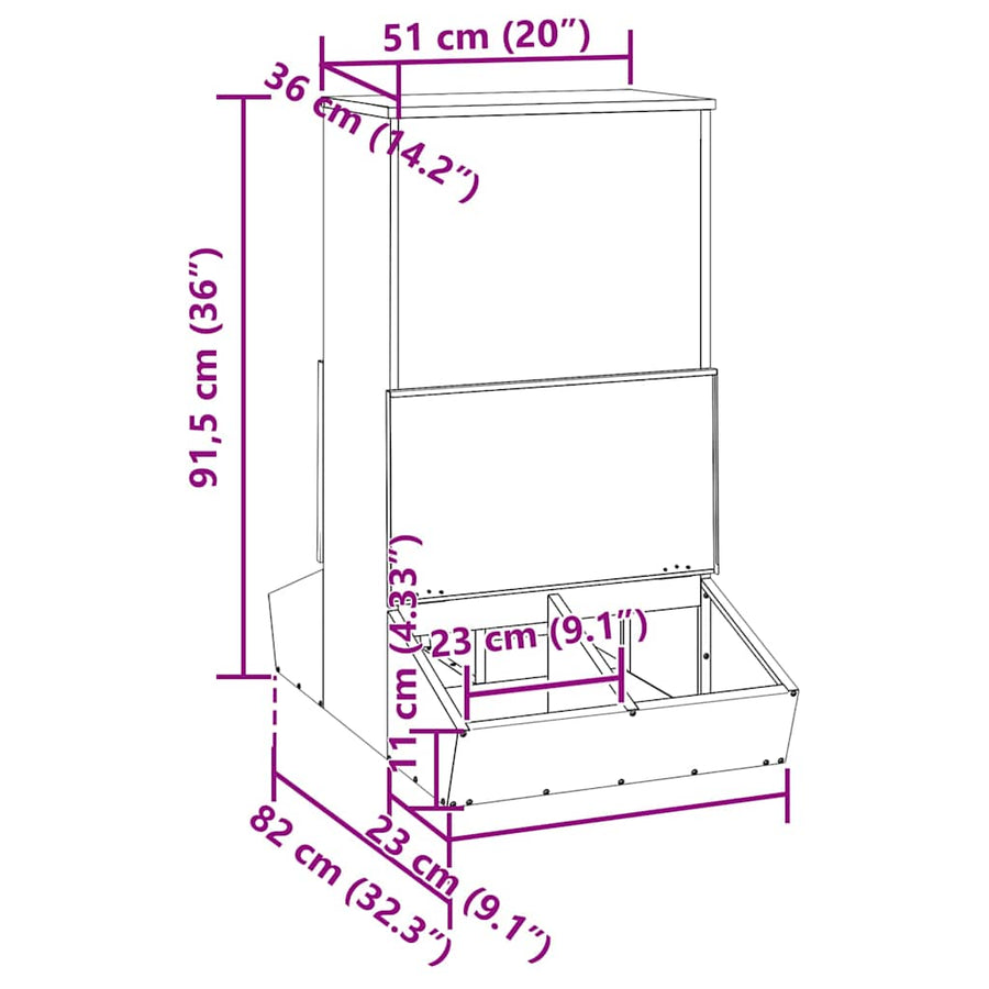 Varkensvoeder Zilver 55 x 51 x 91.5 cm Gegalvaniseerd staal