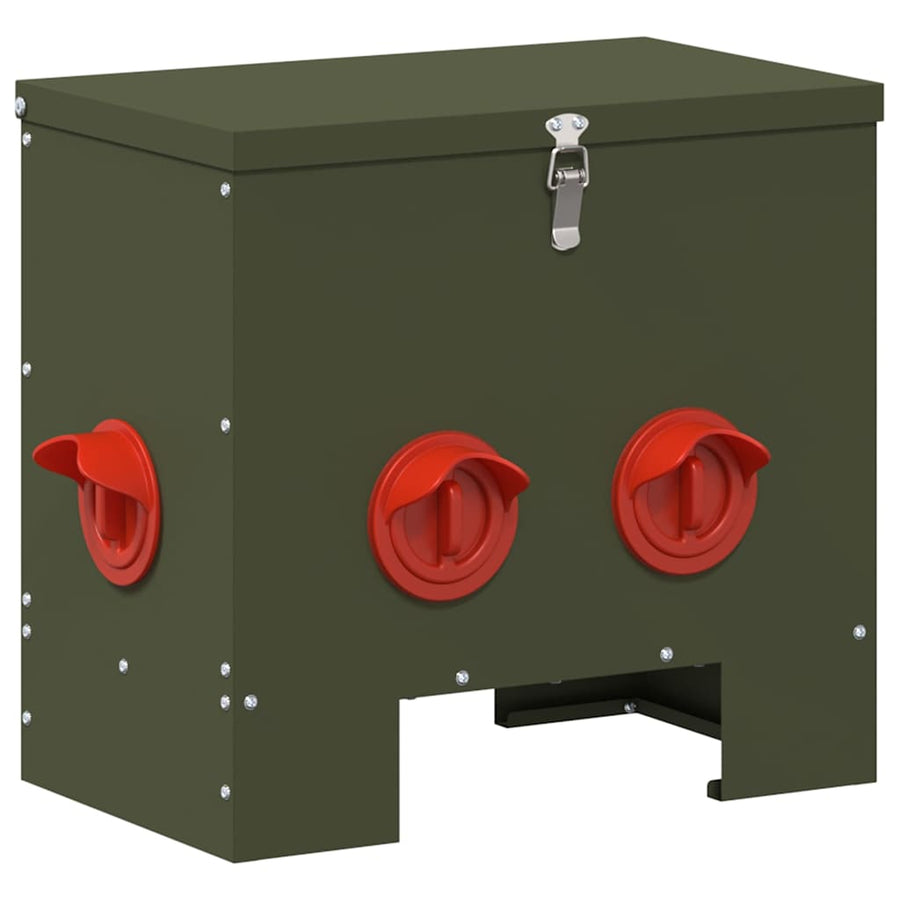 Kip voerbak Olijf Groen 60.5 x 29 x 51 cm Koudgewalst Staal