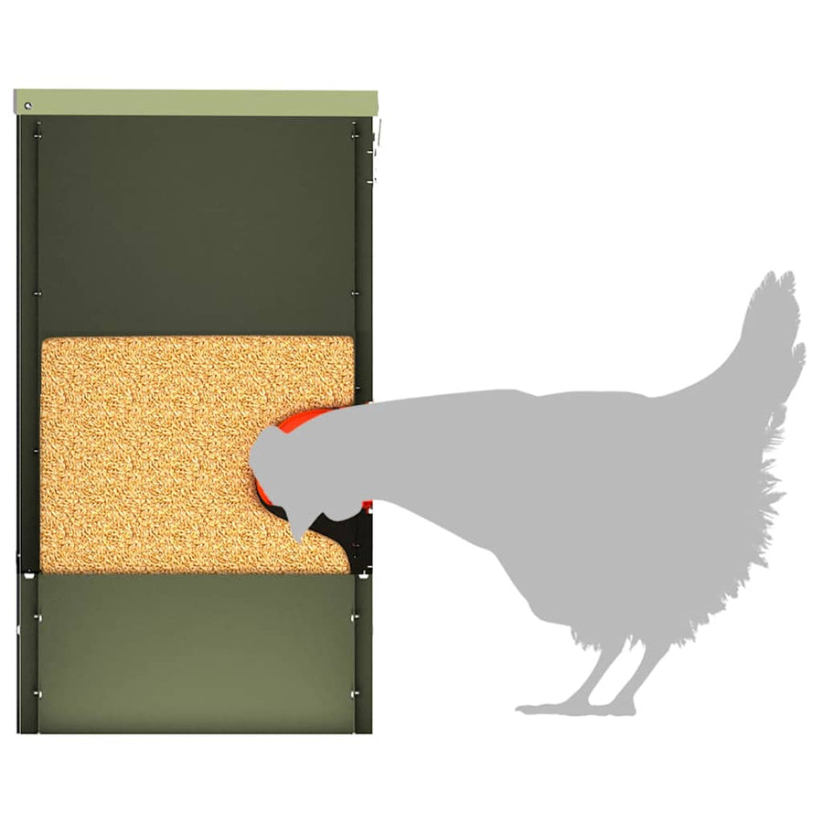 Kip voerbak Olijf Groen 60.5 x 29 x 51 cm Koudgewalst Staal