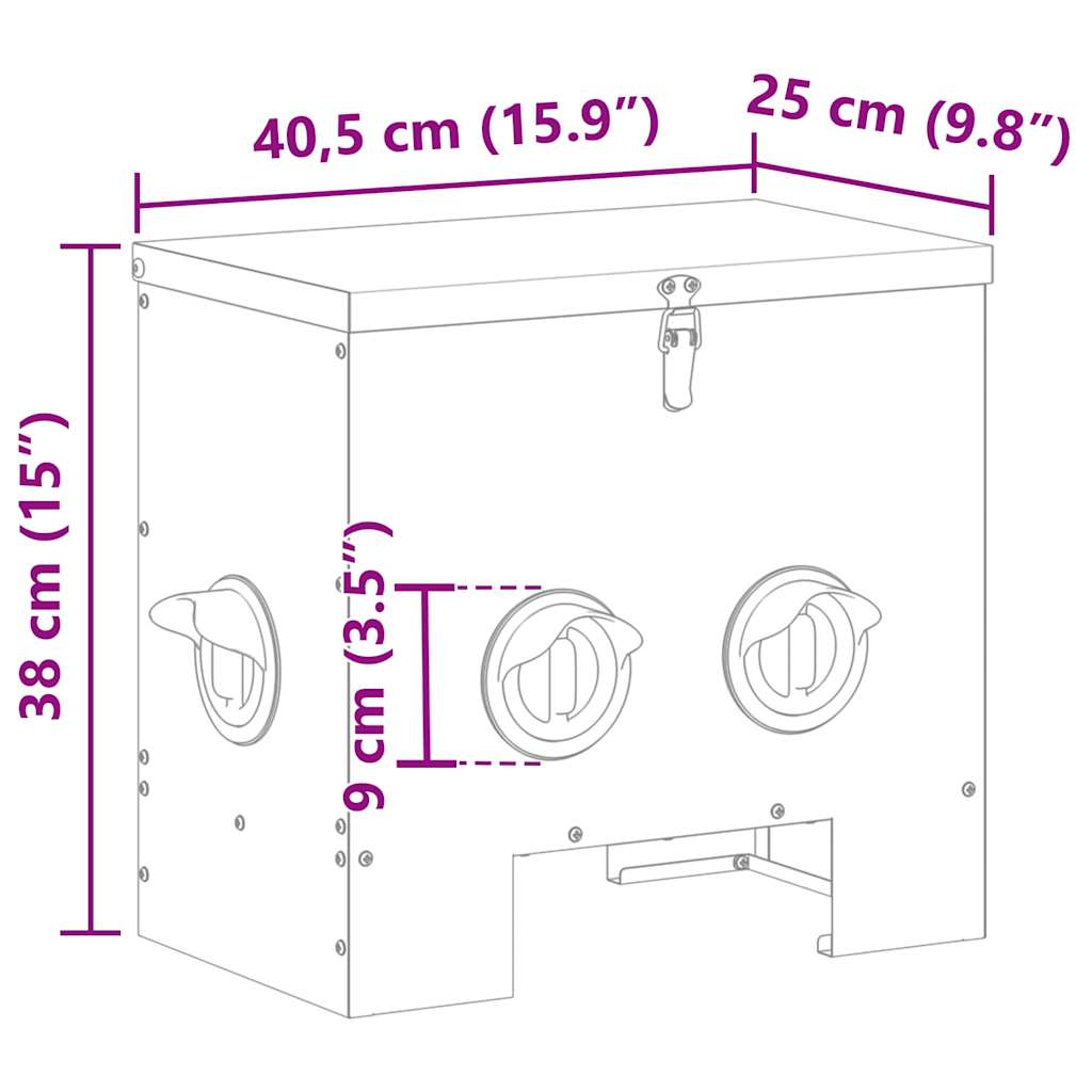 Kip voerbak Zilver 60.5 x 29 x 51 cm Gegalvaniseerd staal