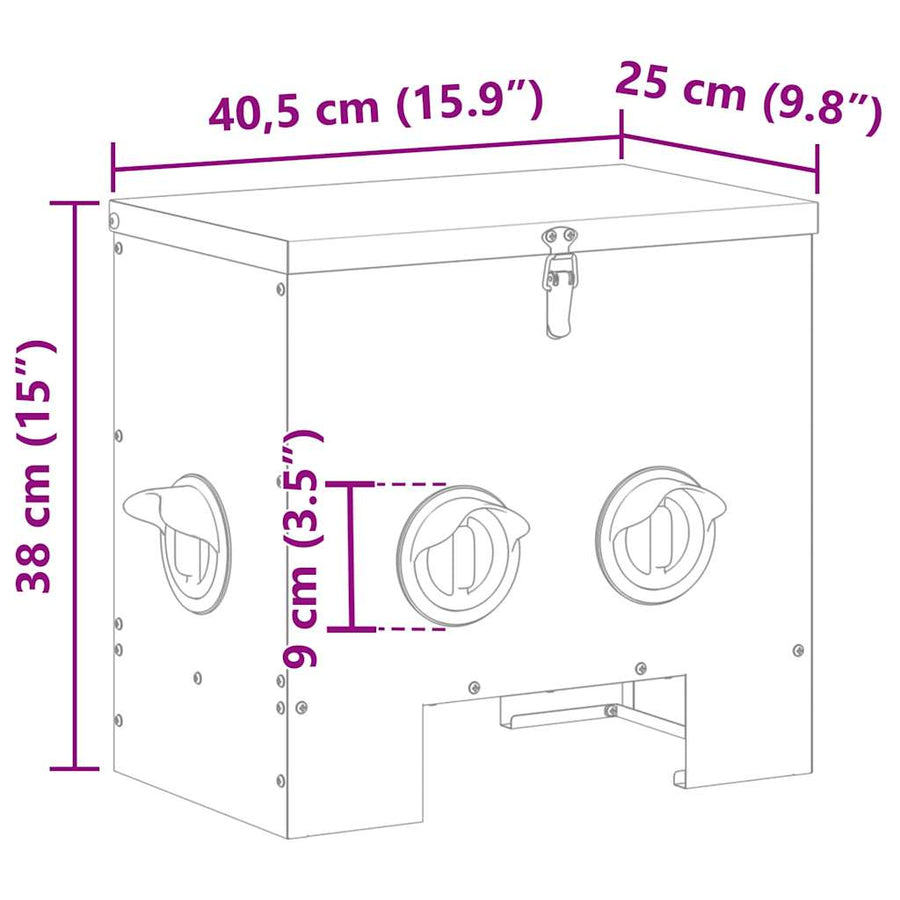 Kip voerbak Zilver 60.5 x 29 x 51 cm Gegalvaniseerd staal