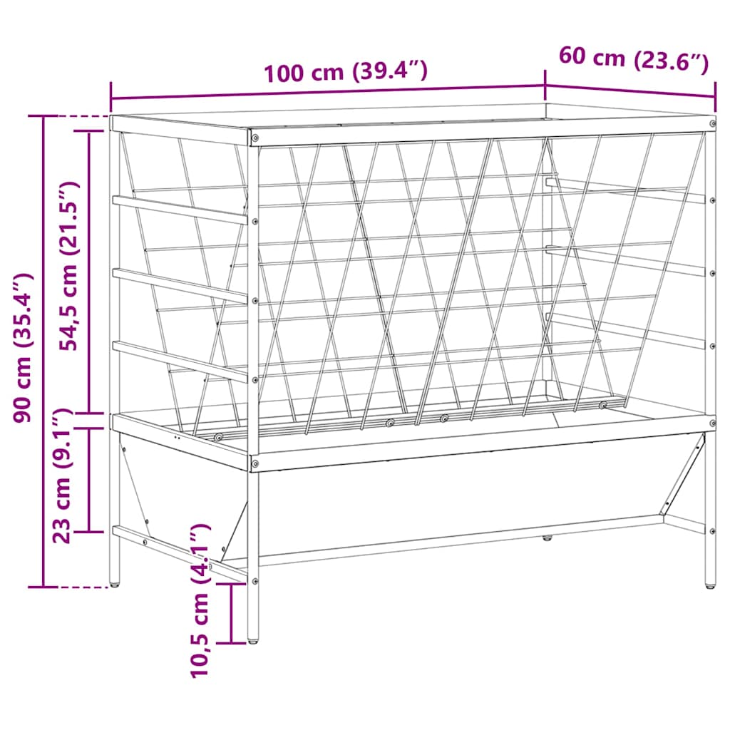 Vee voeder Zilver 100 x 60 x 90 cm Gegalvaniseerd staal