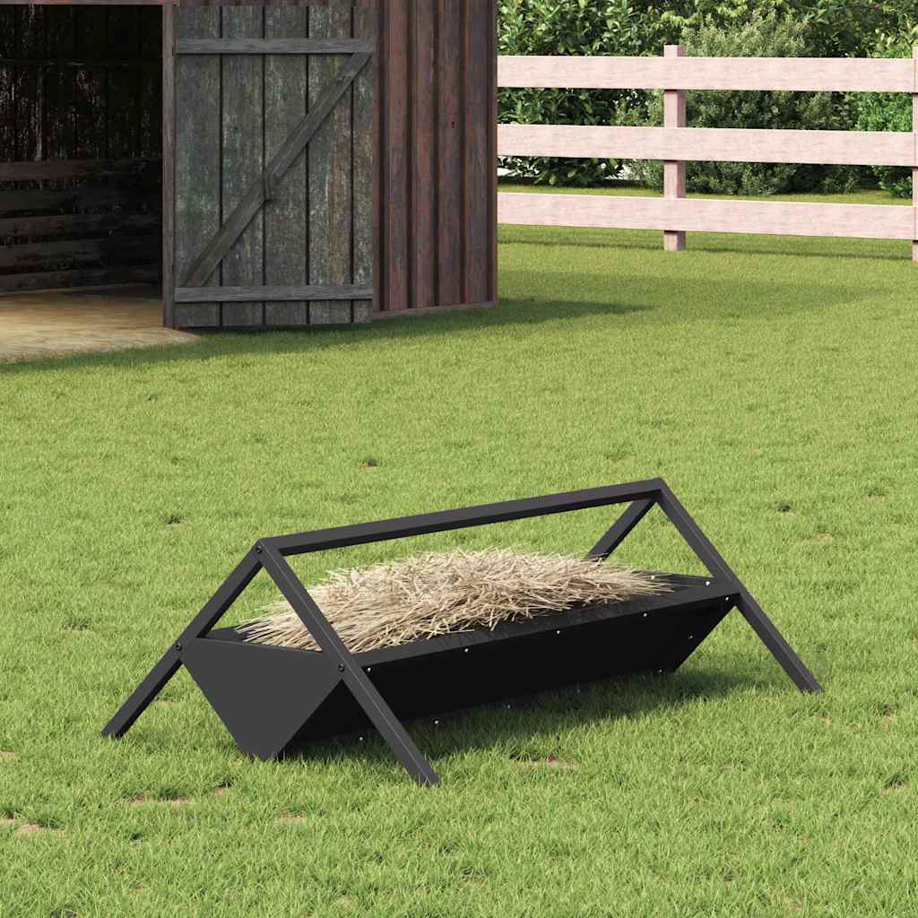 Voederbak voor vee Zwart 111 x 76 x 38 cm Koudgewalst Staal