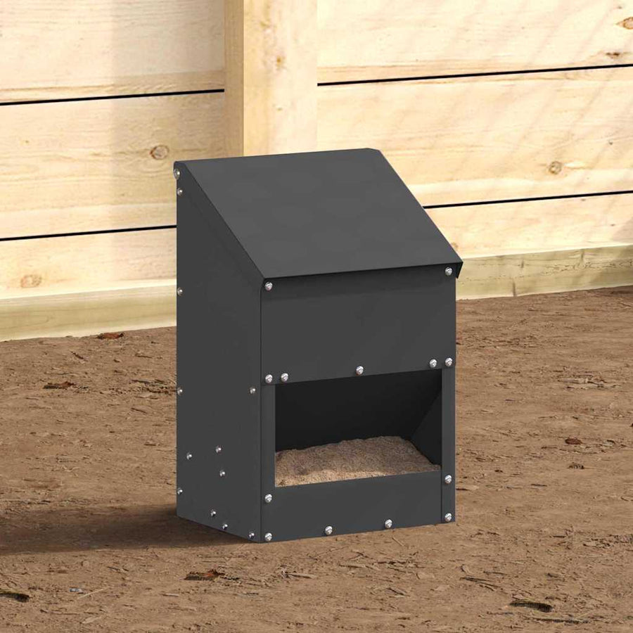 Kip voerbak Zwart 21 x 16 x 33 cm Koudgewalst Staal