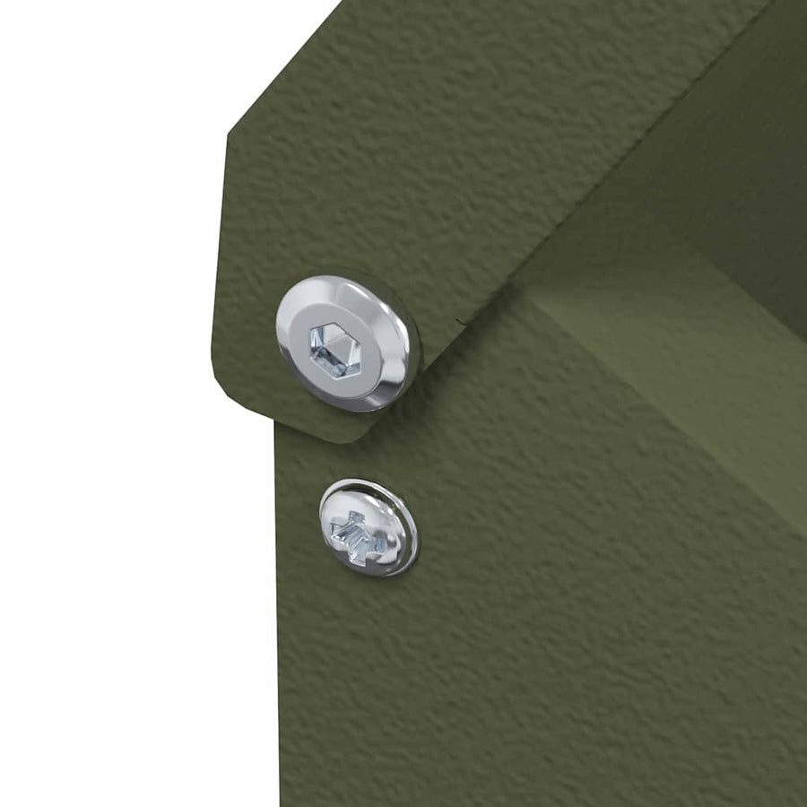 Kip voerbak Olijf Groen 21 x 16 x 33 cm Koudgewalst Staal