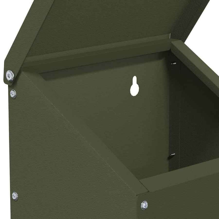 Kip voerbak Olijf Groen 21 x 16 x 33 cm Koudgewalst Staal