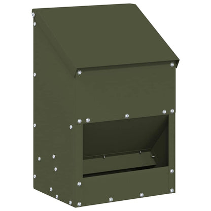 Kip voerbak Olijf Groen 21 x 16 x 33 cm Koudgewalst Staal