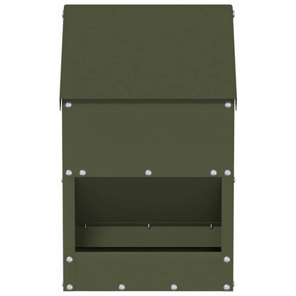 Kip voerbak Olijf Groen 21 x 16 x 33 cm Koudgewalst Staal