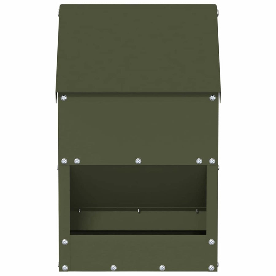 Kip voerbak Olijf Groen 21 x 16 x 33 cm Koudgewalst Staal