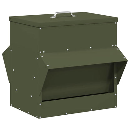 Kip voerbak Olijf Groen 40,5 x 45 x 41 cm Koudgewalst Staal