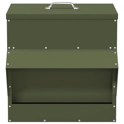 Kip voerbak Olijf Groen 40,5 x 45 x 41 cm Koudgewalst Staal
