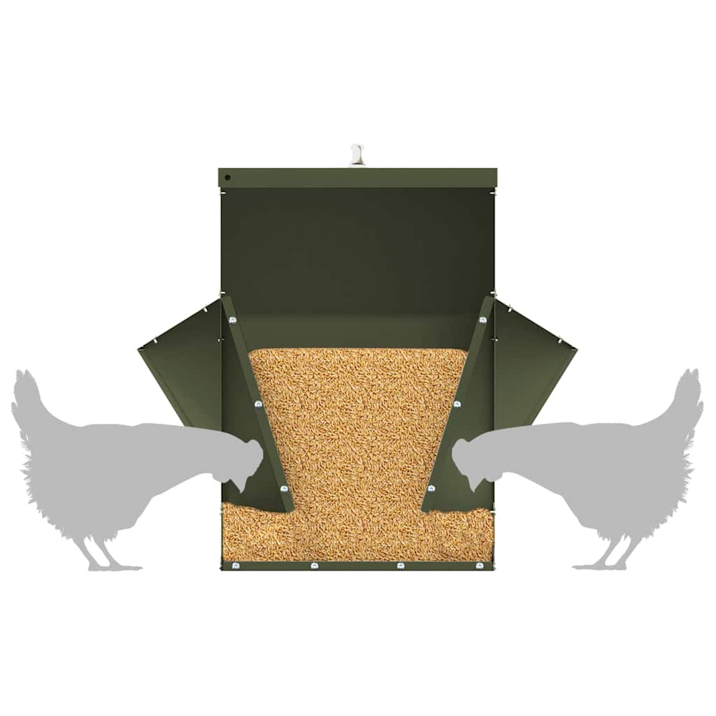 Kip voerbak Olijf Groen 40,5 x 45 x 41 cm Koudgewalst Staal