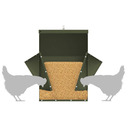 Kip voerbak Olijf Groen 40,5 x 45 x 41 cm Koudgewalst Staal