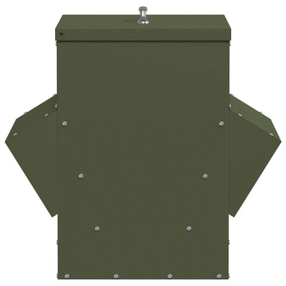 Kip voerbak Olijf Groen 40,5 x 45 x 41 cm Koudgewalst Staal