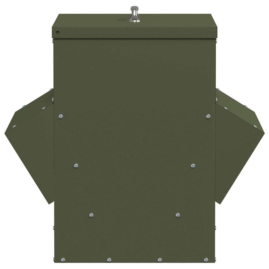 Kip voerbak Olijf Groen 40,5 x 45 x 41 cm Koudgewalst Staal