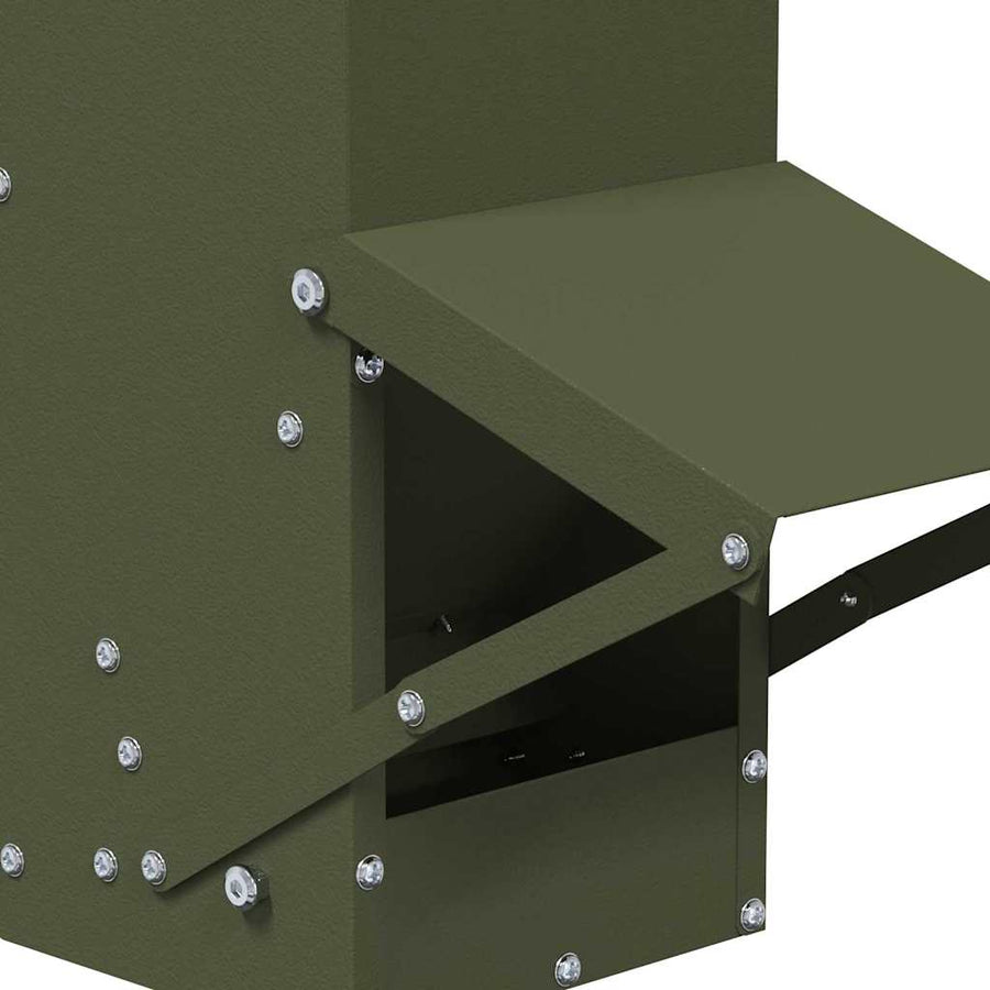 Kip voerbak Olijf Groen 13 x 12 x 51 cm Koudgewalst Staal