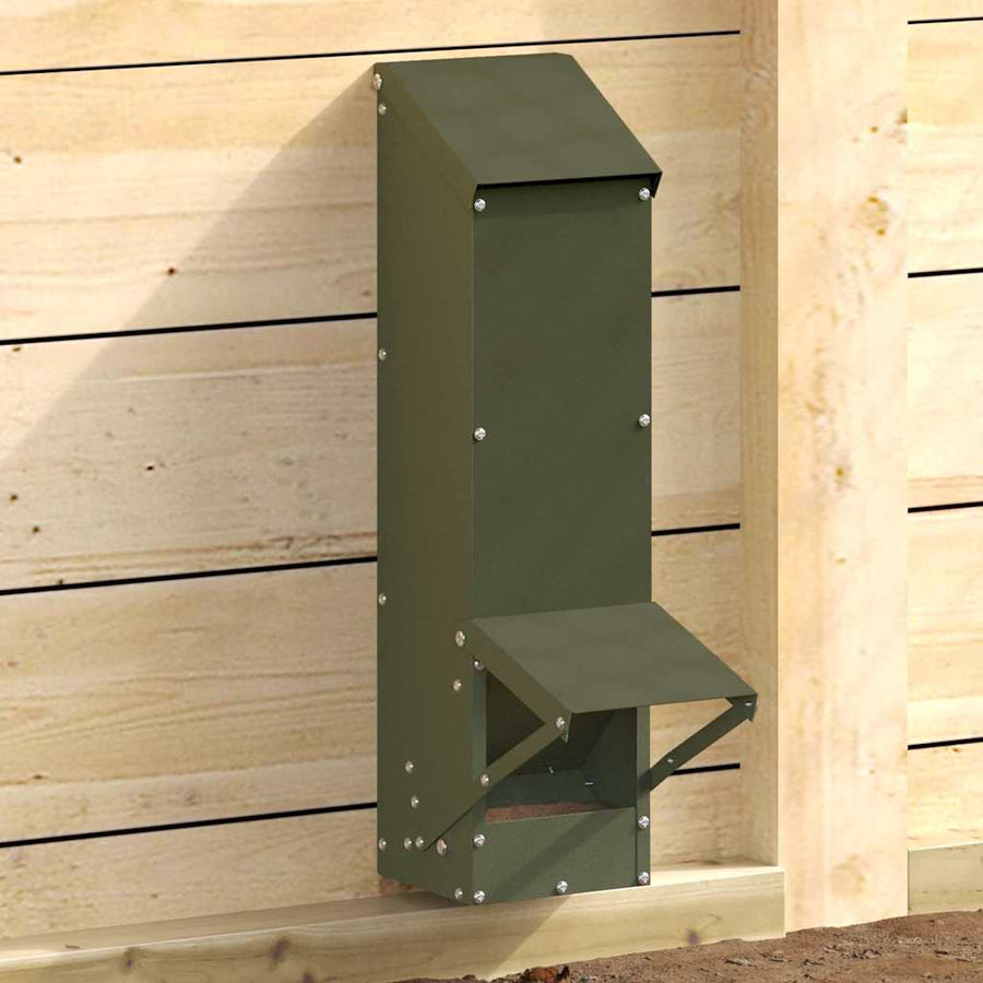Kip voerbak Olijf Groen 13 x 12 x 51 cm Koudgewalst Staal