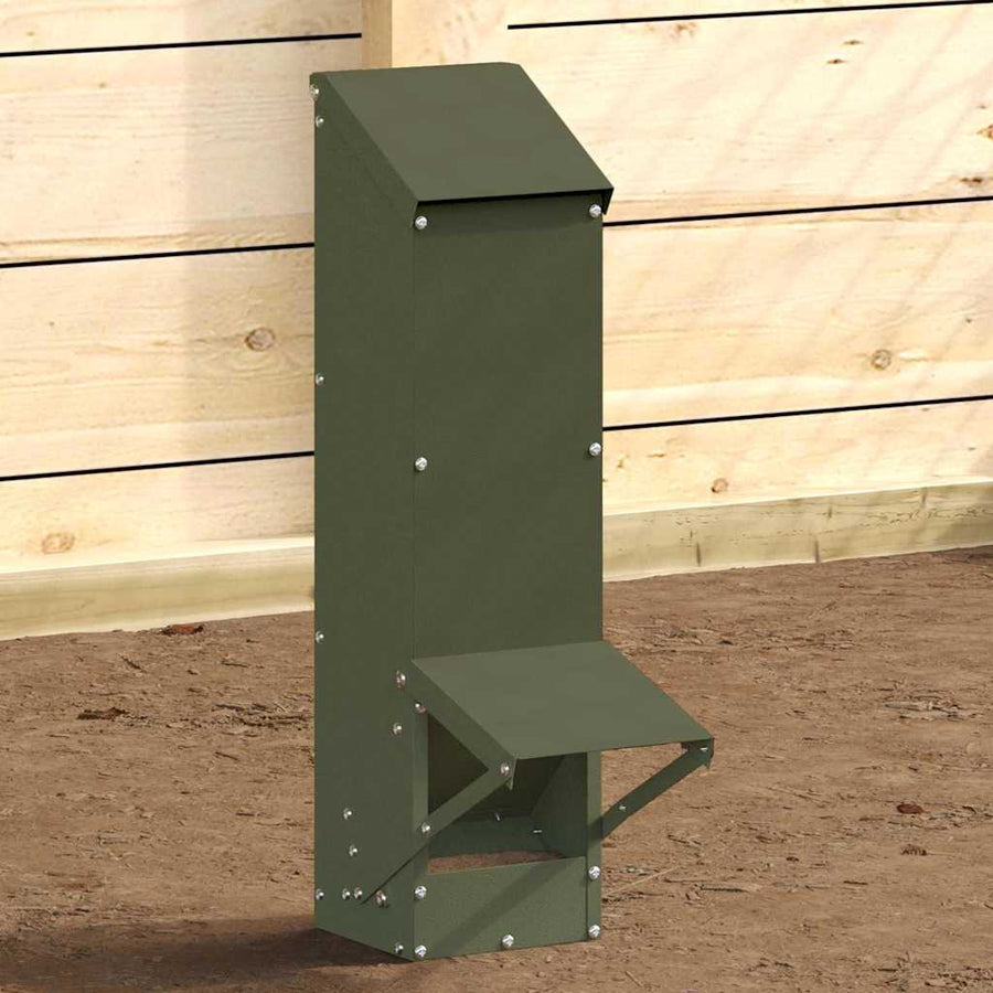 Kip voerbak Olijf Groen 13 x 12 x 51 cm Koudgewalst Staal