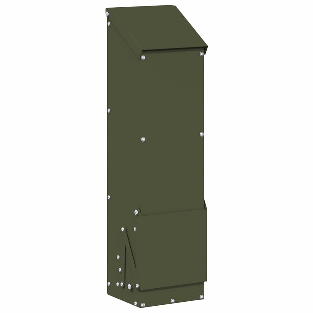 Kip voerbak Olijf Groen 13 x 12 x 51 cm Koudgewalst Staal