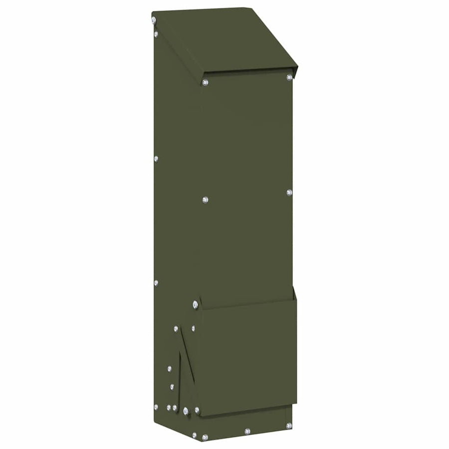 Kip voerbak Olijf Groen 13 x 12 x 51 cm Koudgewalst Staal