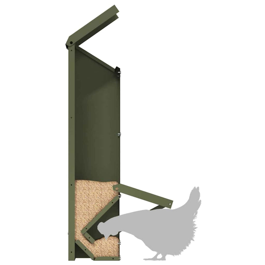 Kip voerbak Olijf Groen 13 x 12 x 51 cm Koudgewalst Staal