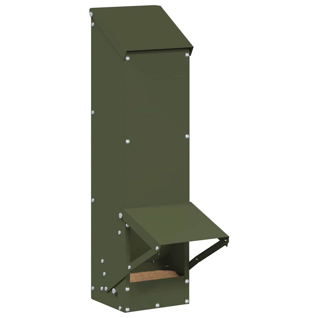 Kip voerbak Olijf Groen 13 x 12 x 51 cm Koudgewalst Staal