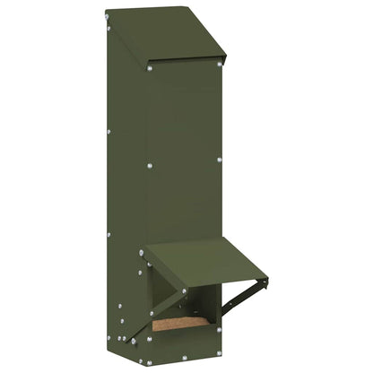Kip voerbak Olijf Groen 13 x 12 x 51 cm Koudgewalst Staal