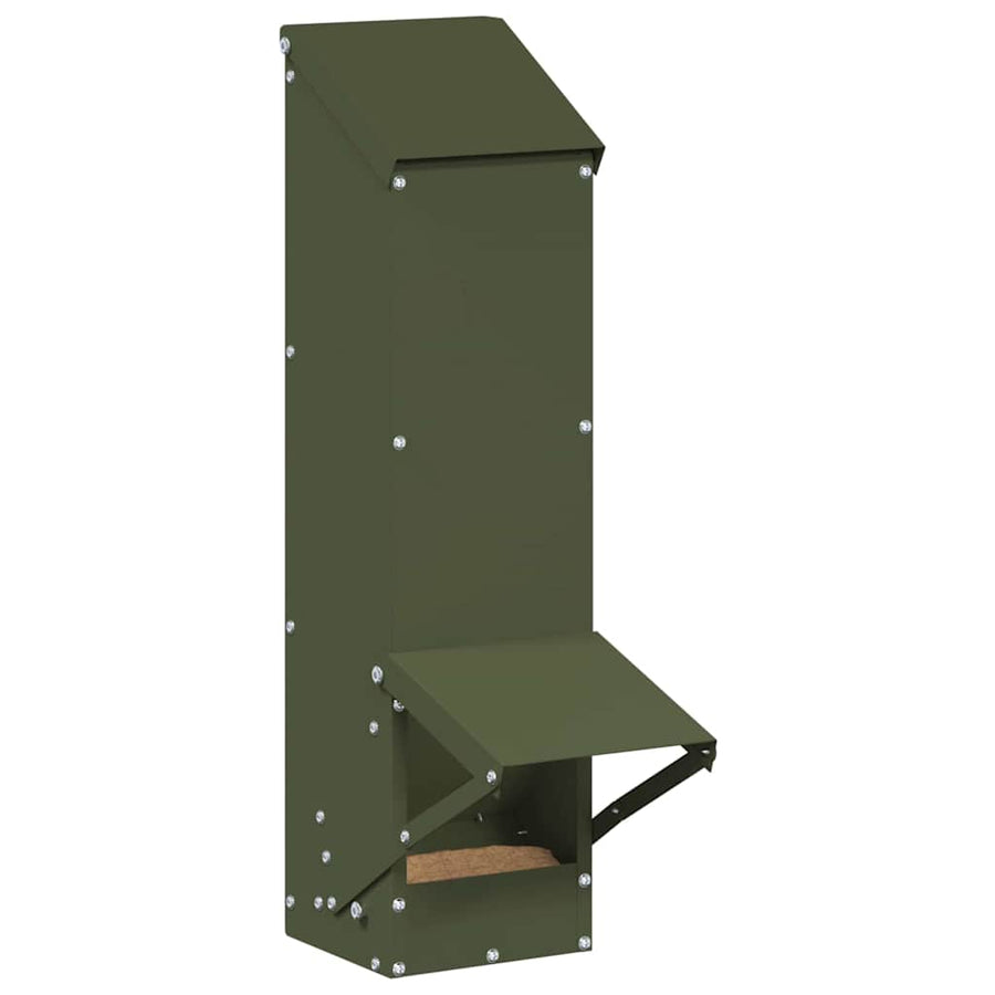Kip voerbak Olijf Groen 13 x 12 x 51 cm Koudgewalst Staal