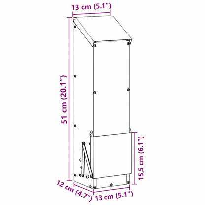 Kip voerbak Zilver 13 x 12 x 51 cm Gegalvaniseerd staal