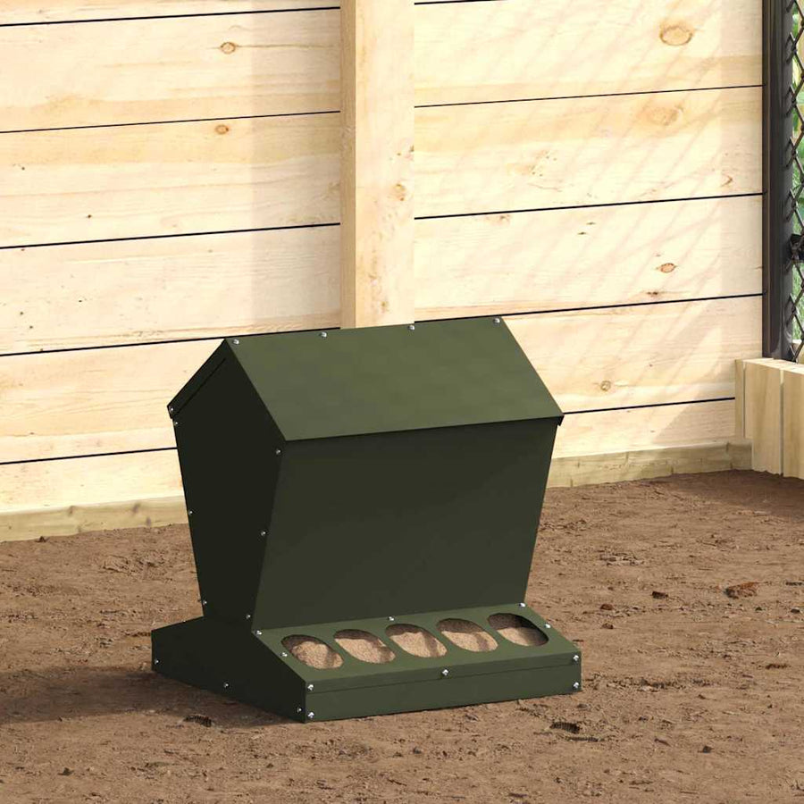 Kip voerbak Olijf Groen 40 x 40 x 45 cm Koudgewalst Staal
