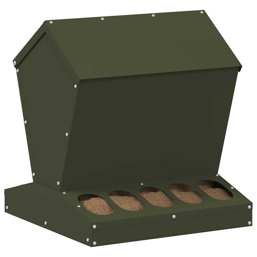 Kip voerbak Olijf Groen 40 x 40 x 45 cm Koudgewalst Staal