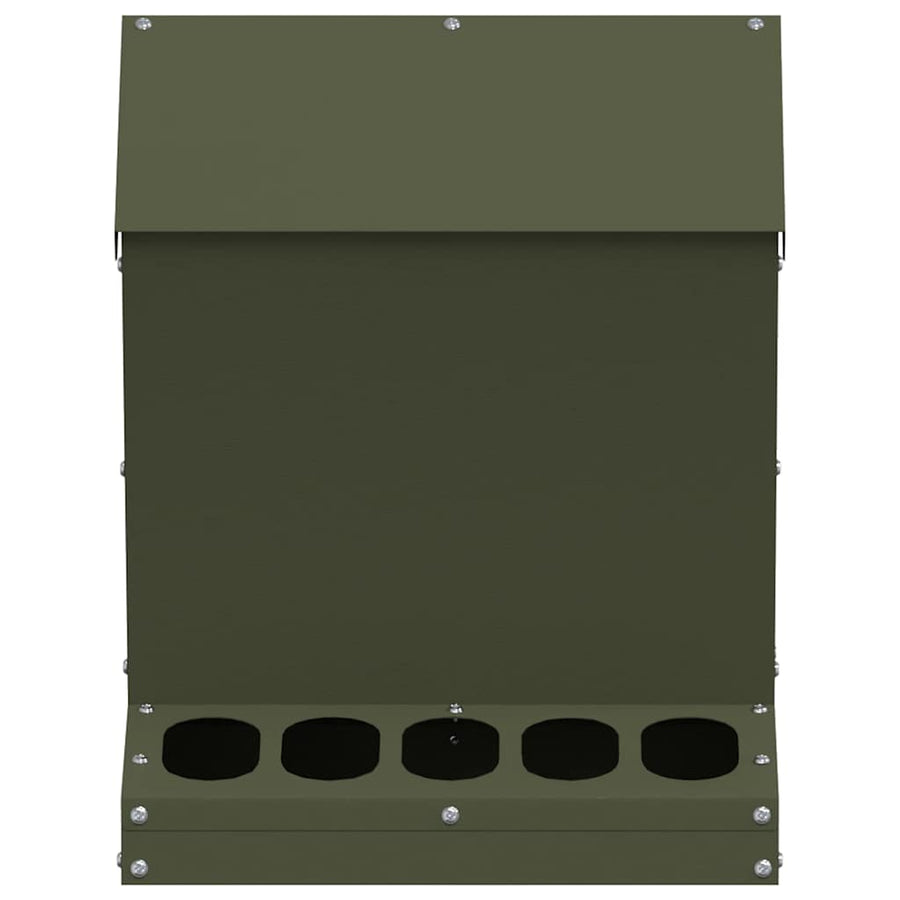 Kip voerbak Olijf Groen 30 x 30 x 39 cm Koudgewalst Staal