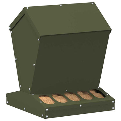 Kip voerbak Olijf Groen 30 x 30 x 39 cm Koudgewalst Staal