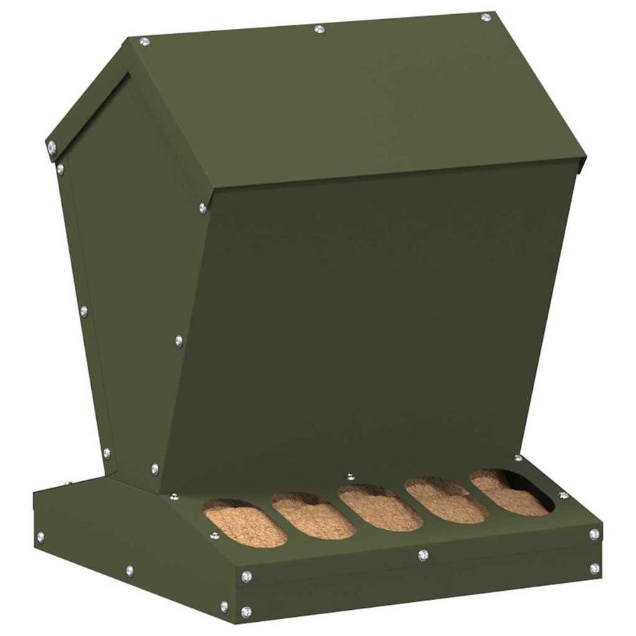 Kip voerbak Olijf Groen 30 x 30 x 39 cm Koudgewalst Staal