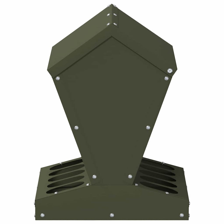 Kip voerbak Olijf Groen 30 x 30 x 39 cm Koudgewalst Staal