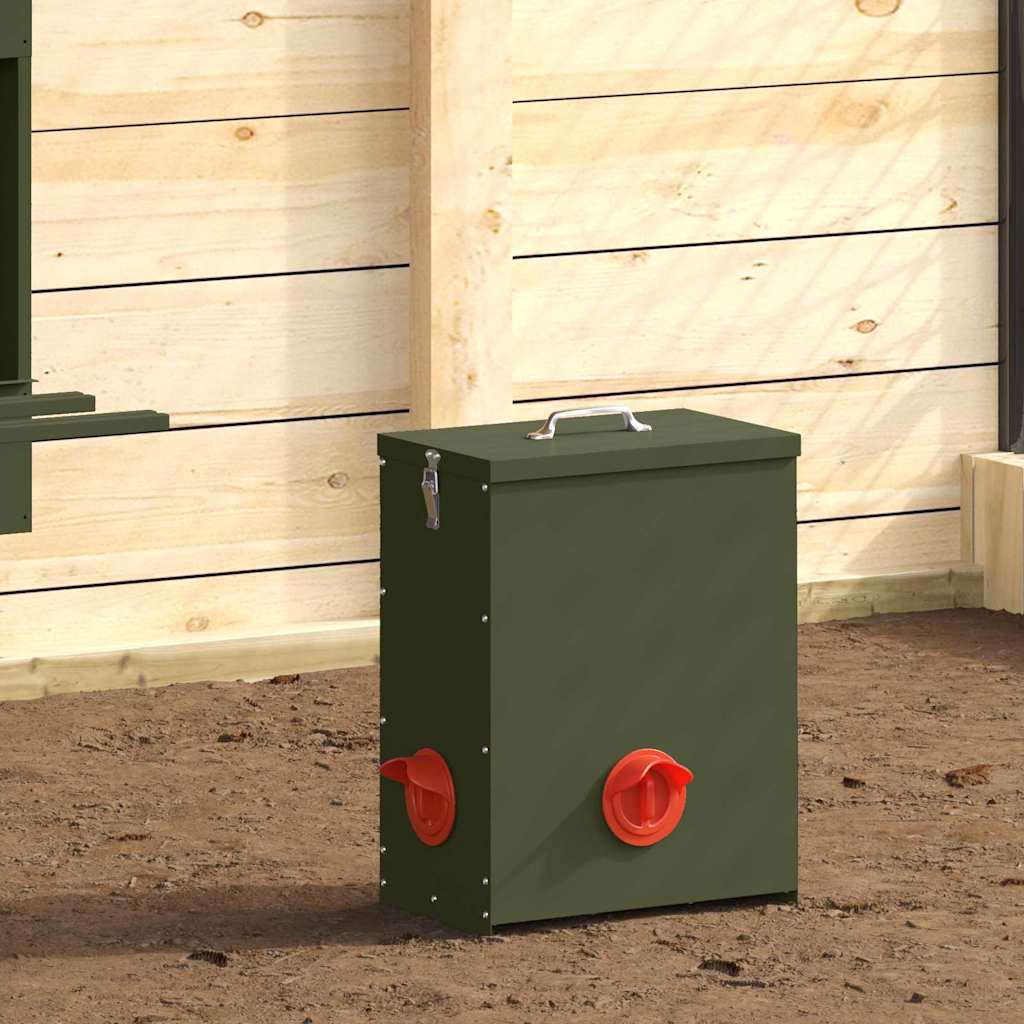 Kip voerbak Olijf Groen 32,5 x 20,5 x 43 cm Koudgewalst Staal